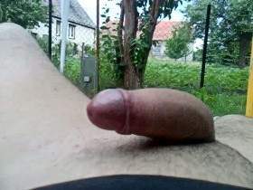 Horny wank in the garden