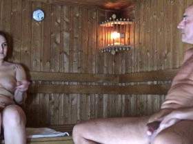 BLOW, FUCK, SQUIRT. Stranger guy in the sauna.