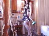 Broken bidet stuck with sexy dress and high heels