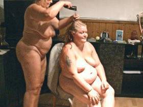 naked fat girl's hair cut off 1