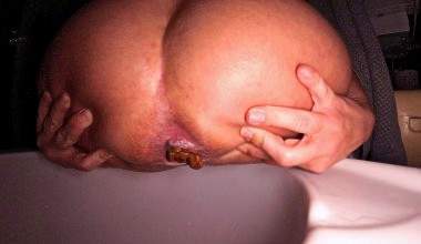 im Waschbecken landet eine große Scheiße