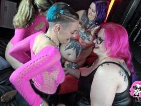 Uncut gangbang with Alex, Lia, Julia and Abby