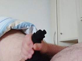 Horny jerking off in a black thong for the cock
