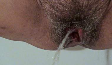 Wollfotze beim Pissen