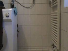 Shit next to the washing machine.