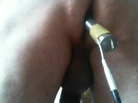 electrically connected peeler in the urethra and whisk in the ass