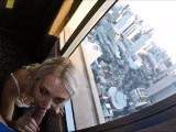 Part 2. In the highest hotel in the world mega public at the window a horny blonde fucked u swallows right at the window!