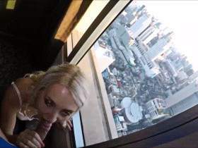 Part 2. In the highest hotel in the world mega public at the window a horny blonde fucked u swallows right at the window!