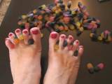 red nails and feet haribos