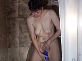 Dildo play in the shower