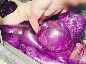 Fucking my water-filled purple big-boobs Hongyi inflatable doll